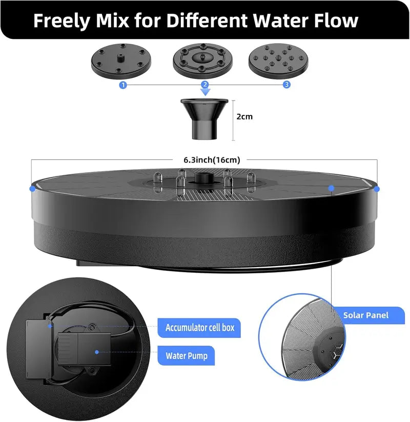 Solar Bird Bath Fountain with LED