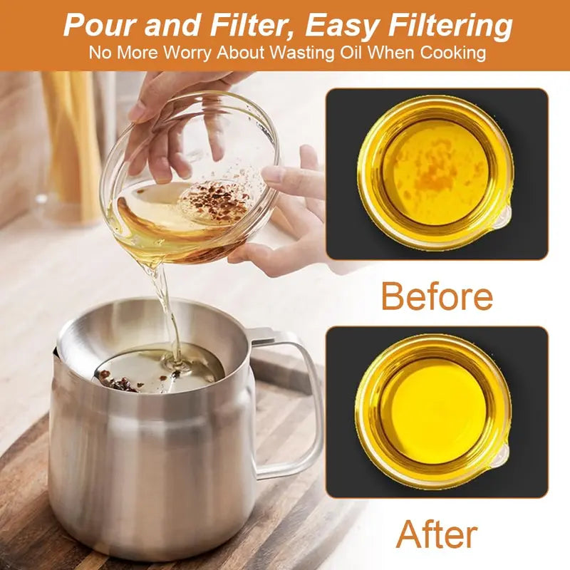 3-in-1 Oil Filter Fryer Pot — 2L Stainless Steel