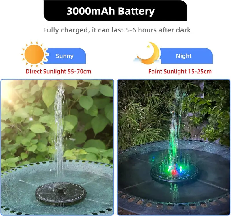 Solar Bird Bath Fountain with LED